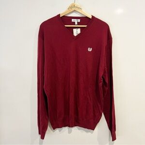 NWT Peter Millar Merino Wool V Neck Sweater Red